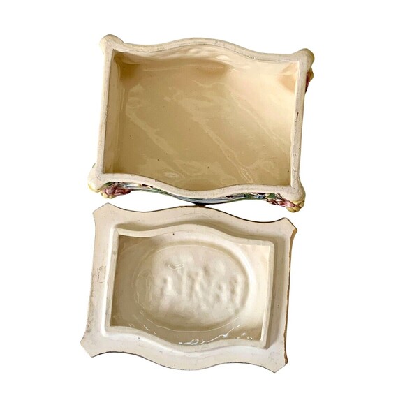 VTG 1950s Hand Painted Japanese Ceramic Trinket Box Majolica Ware - Picture 6 of 7